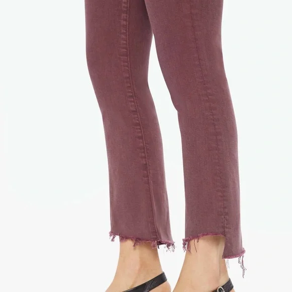 MOTHER The Insider Crop Step Fray in Mauve Wine